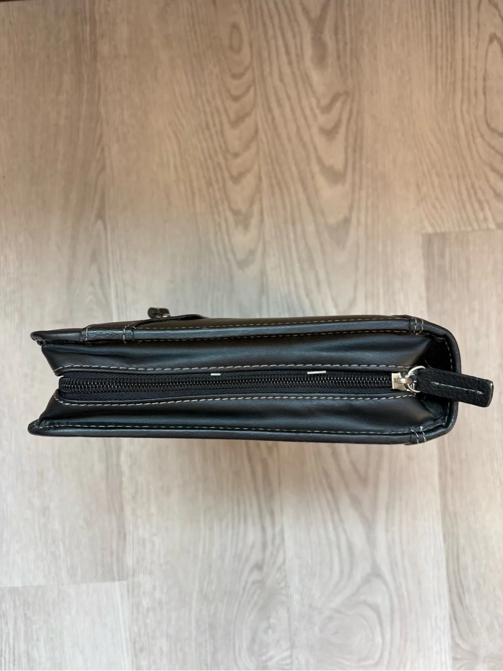 VTG Franklin Covey Black Faux Leather Zip Around 7 Ring Planner Binder w/ Calc